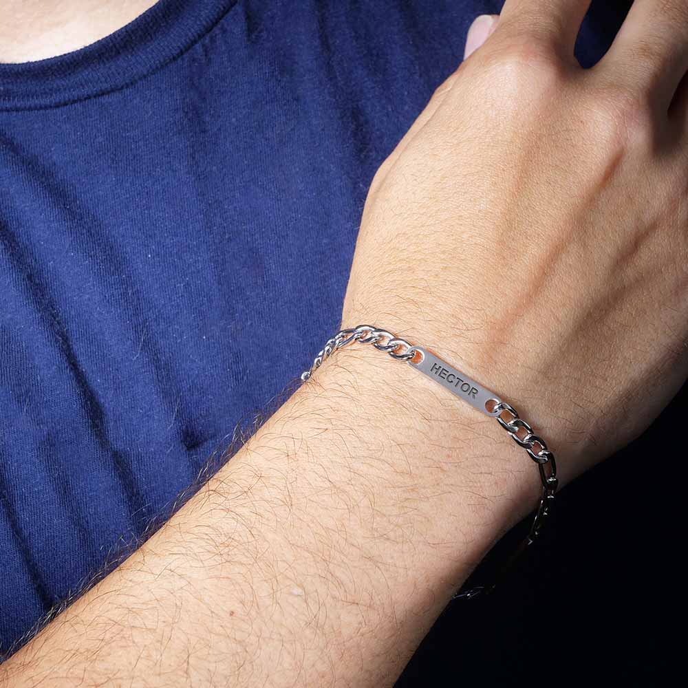 Men's Figaro Personalized Name ID Bracelet