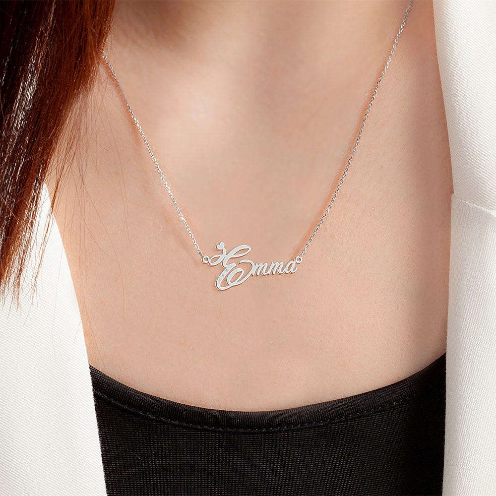 Script Name Necklace with 3 Diamonds - Chain Included