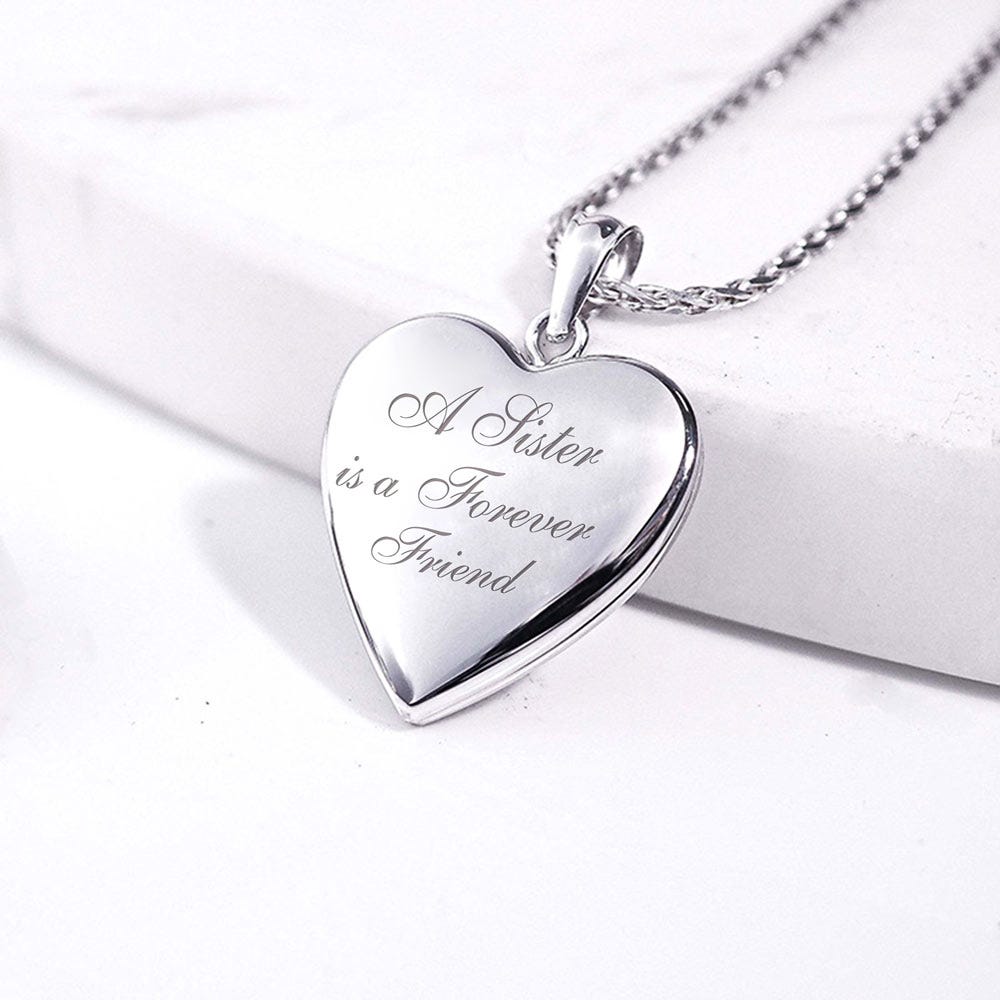 Sterling Silver A Sister is a Forever Friend Heart Photo Locket