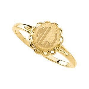 14K Gold Women's Round Signet Ring