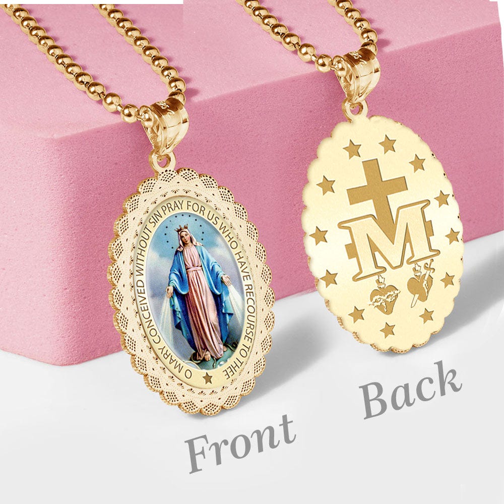 Miraculous Medal Doily Border Color Oval "EXCLUSIVE"