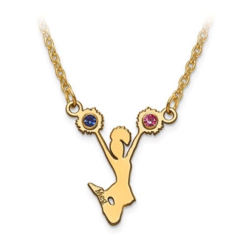 Customized Cheerleader Charm or Pendant with Birthstones