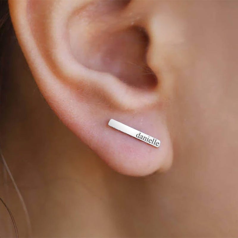 Petite Horizontal Bar Name Earrings