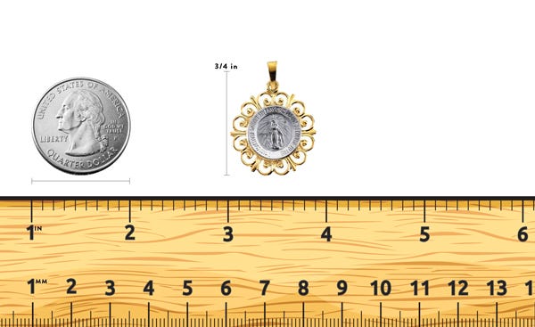 14K White and Yellow Gold Miraculous Medal