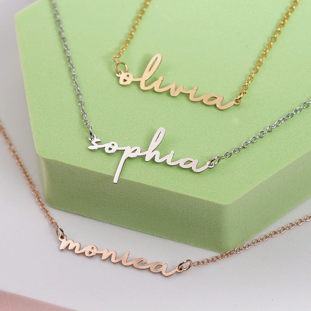 Simple Elegance Script Name Necklace with Chain Included