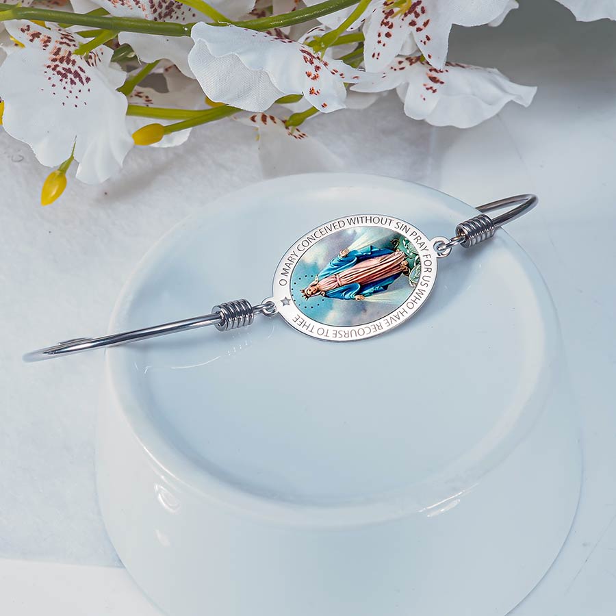 Exclusive Color Miraculous Medal Bangle Bracelet