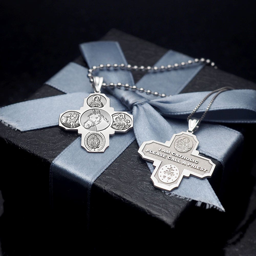 Four Way Cross - Equestrian Religious Medal  "EXCLUSIVE"
