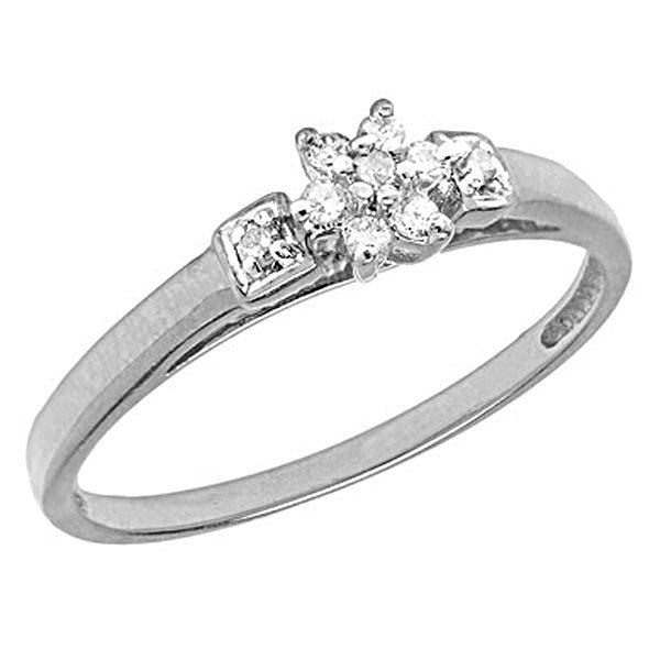 14K  Gold Diamond Cluster Promise Ring