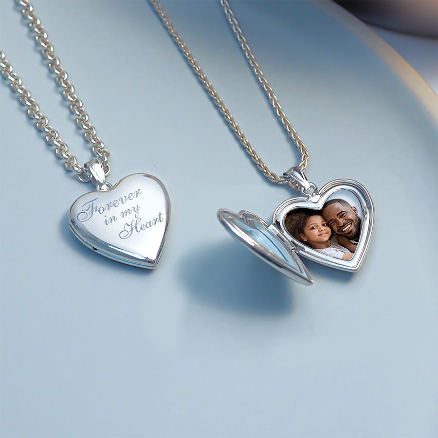 14K White Gold Forever In My Heart Photo Locket