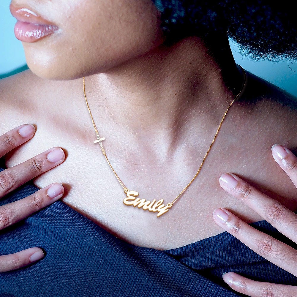 Cross Charm Personalized Name Necklace