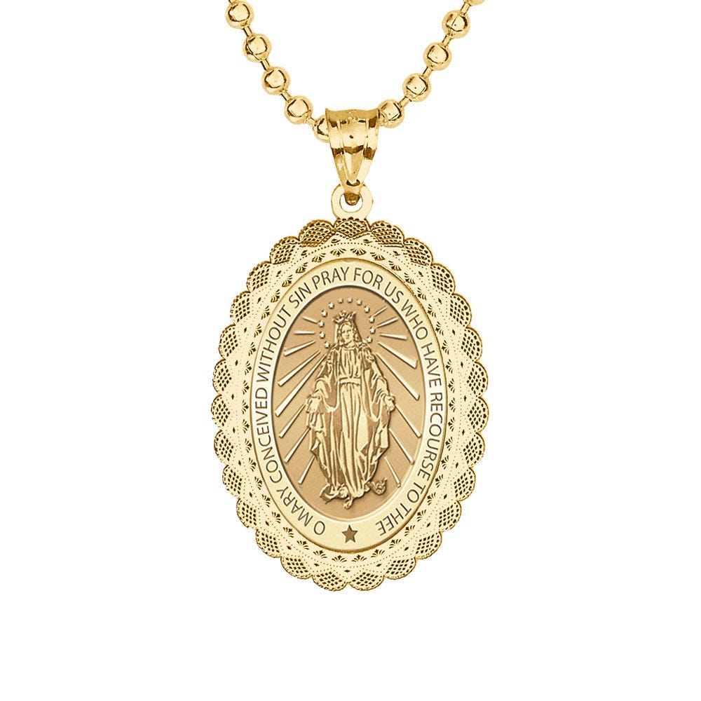 Miraculous Medal Doily Border Oval "EXCLUSIVE"