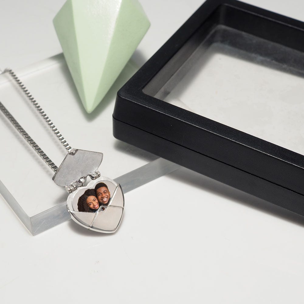 Stainless Steel Envelope Heart Photo Locket
