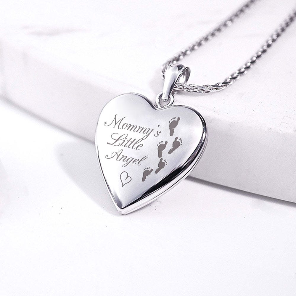 Sterling Silver "Mommy's Little Angel" Heart Photo Locket