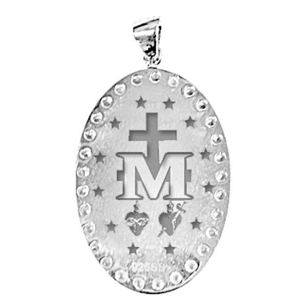 Miraculous Medal "EXCLUSIVE" Double Sided CZ Oval Pendant
