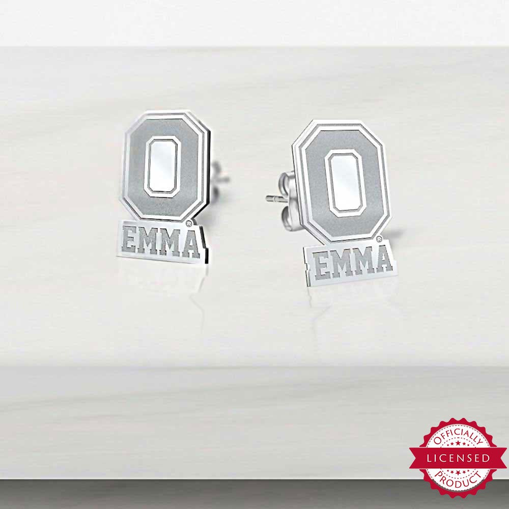 Personalized Pair of Ohio State O Logo with Name Earrings