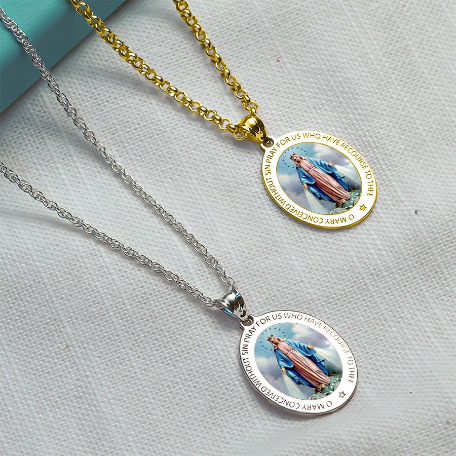 Miraculous Medal Exclusive Color Oval Pendant