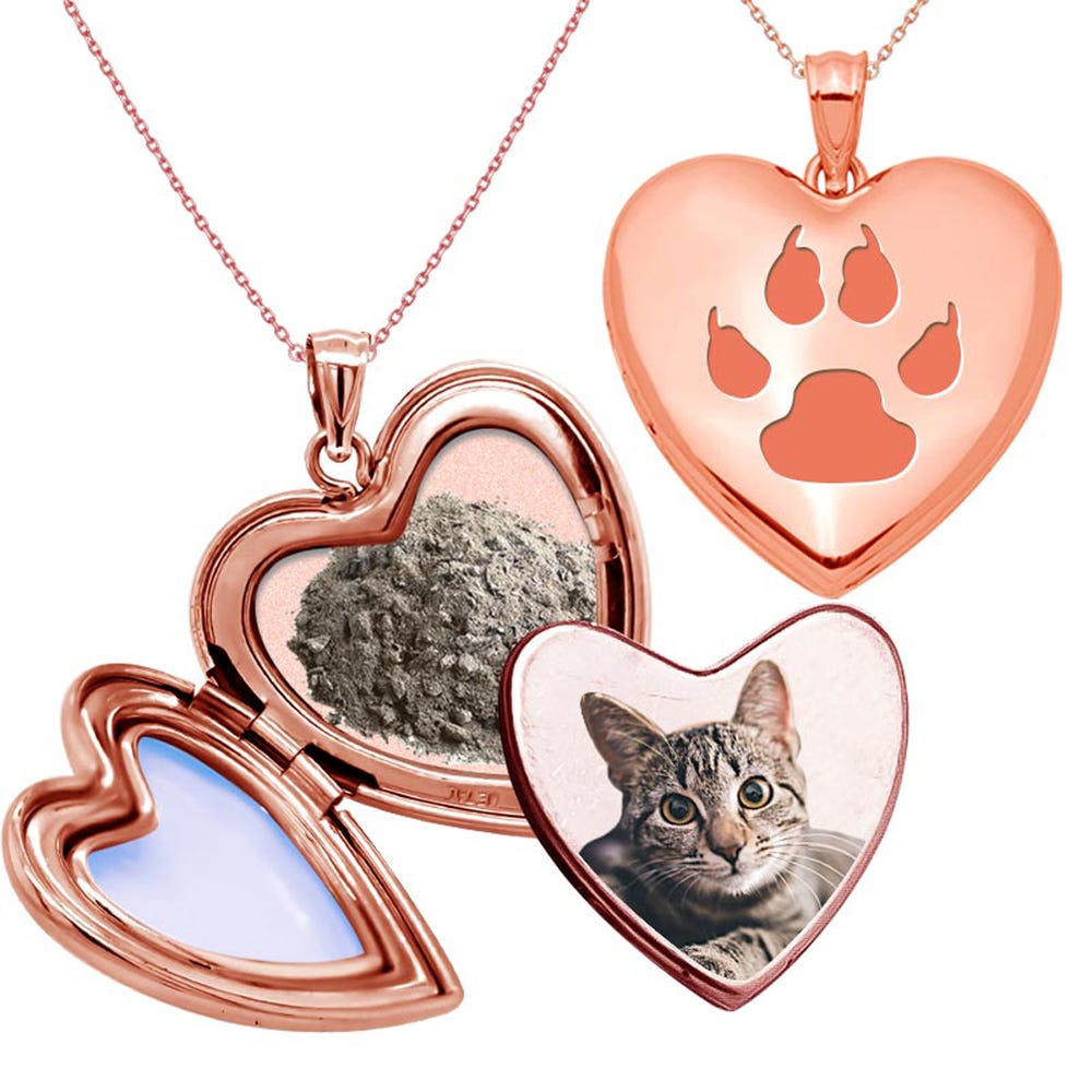 Cat Paw Print Cremation & Hair Photo Locket