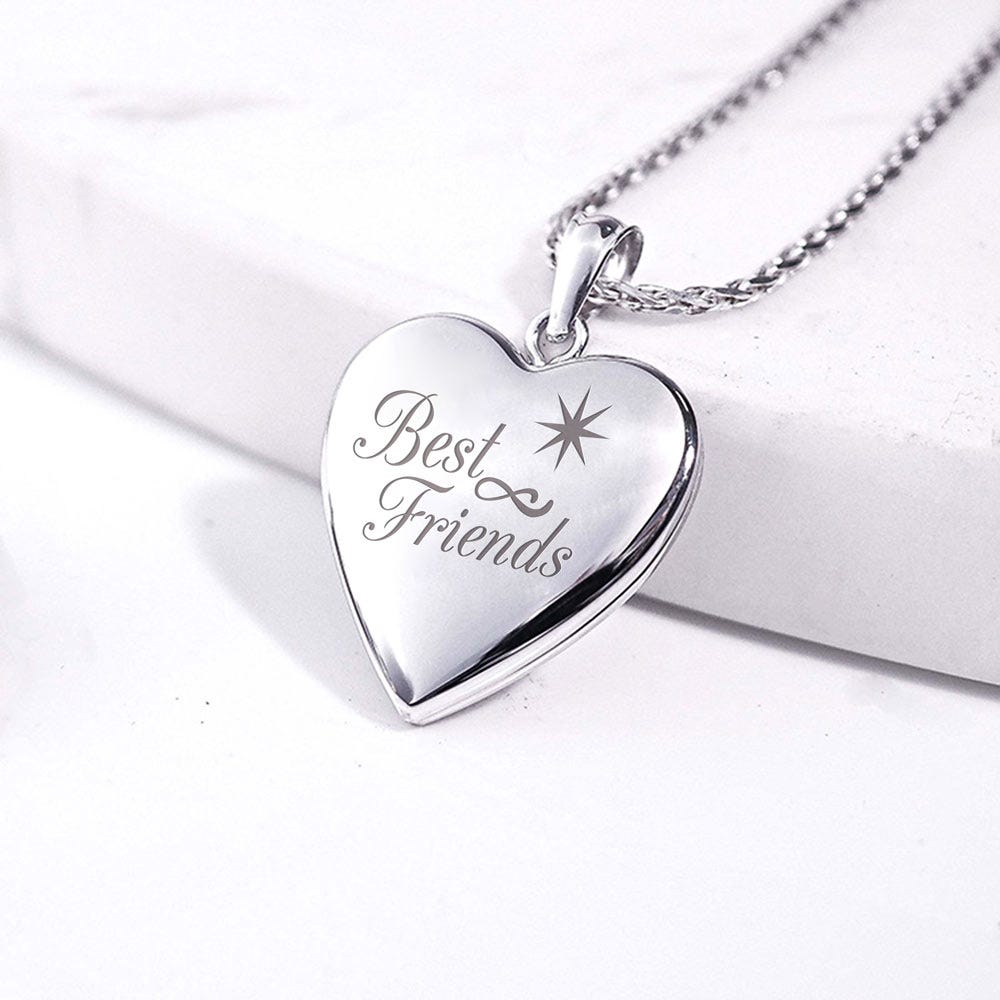 Sterling Silver Best Friends Heart Photo Locket