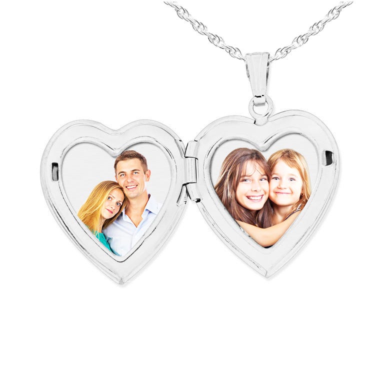 14K White Gold Fingerprint Heart Photo Locket