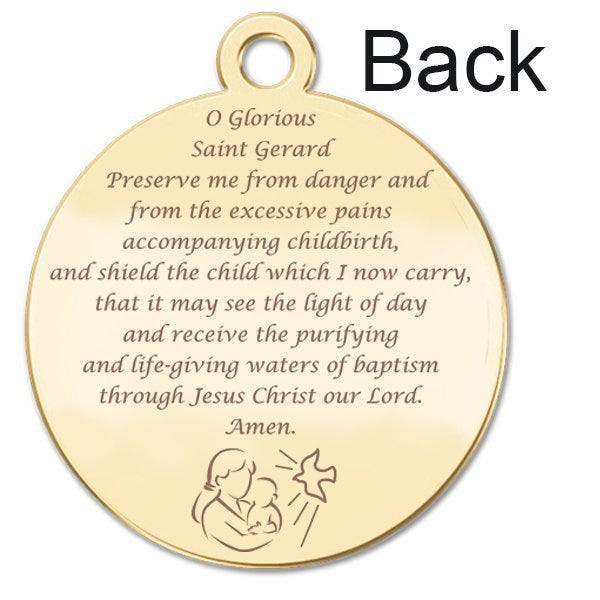 Expandable Bracelet W/ Saint Gerard Charm & "Expecting Mother Prayer" in Color or Laser Struck
