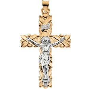 14K Two-Tone Gold Crucifix Pendant