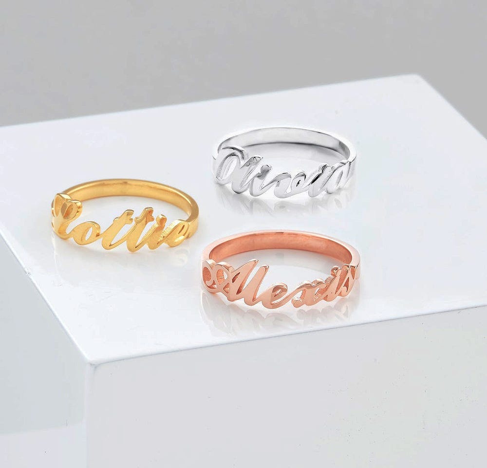 Personalized Script Name Ring