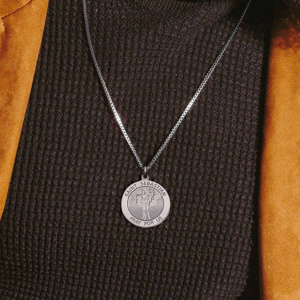 Football - Saint Sebastian Doubledside Sports Religious Medal "EXCLUSIVE"