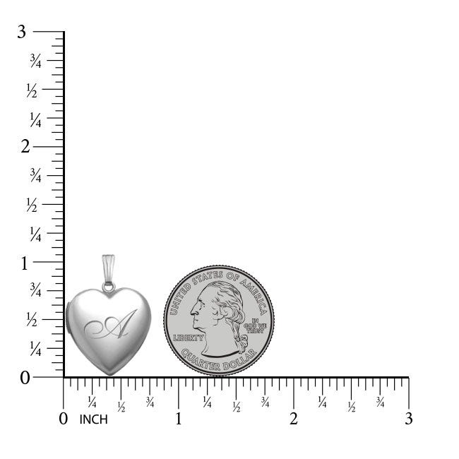Sterling Silver English Style Initial Heart Photo Locket