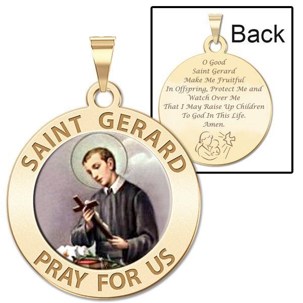 Saint Gerard Round Religious "Motherhood" Prayer Double Sided Religious Medal
