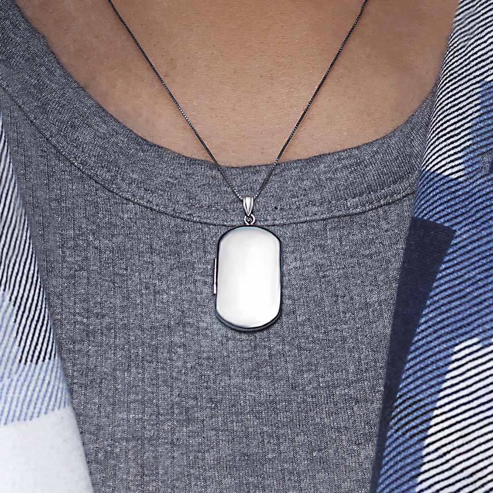 Sterling Silver Dog Tag Photo Locket