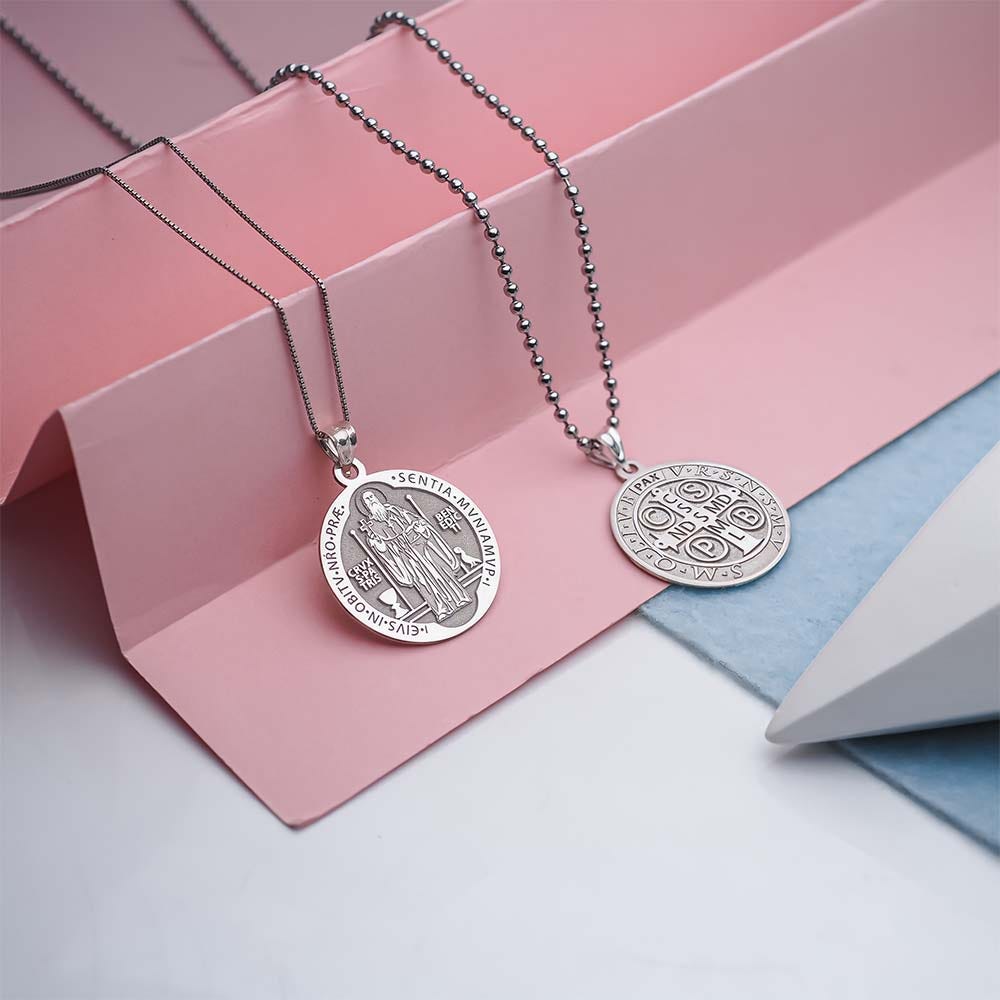 Saint Benedict Round Religious Medal "EXCLUSIVE"