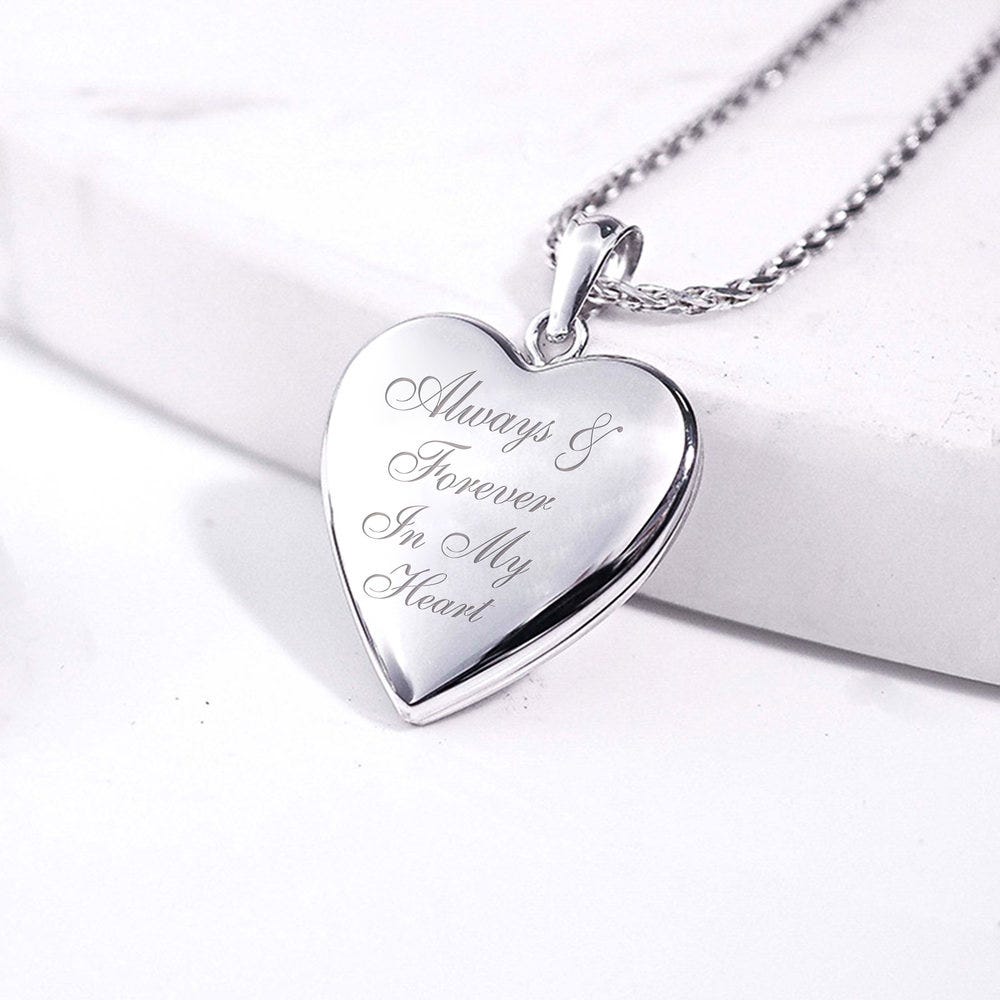 Sterling Silver "Always & Forever In My Heart" Heart Photo Locket