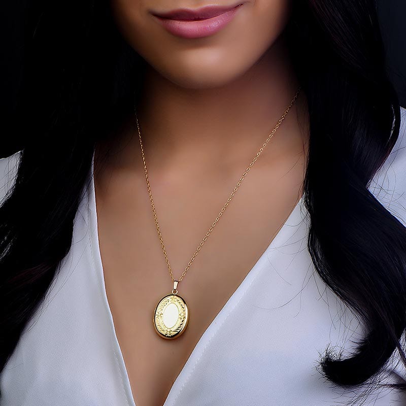 14k Gold Filled Oval Photo Locket - 1 inch x 1-1/4 inch
