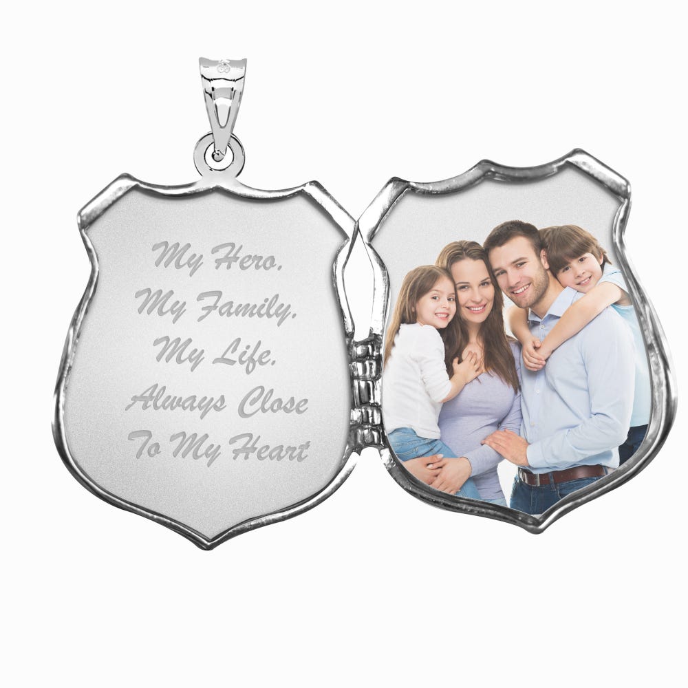 Sterling Silver Personalized Police Badge Photo Locket