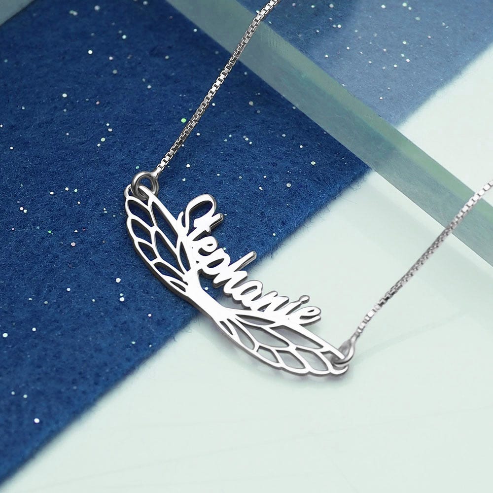Personalized Fairy Wing Name Necklace w/ Chain