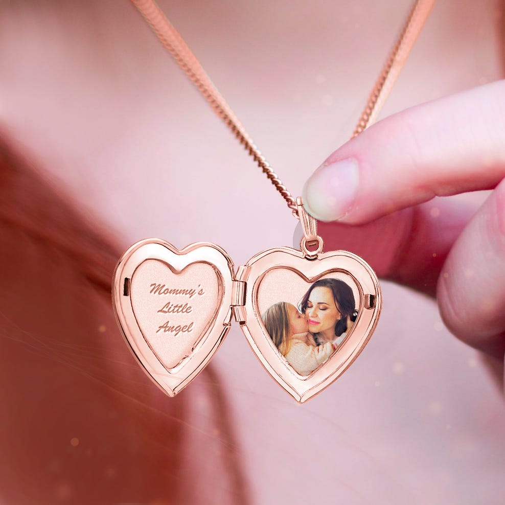 14k Rose Gold Classic Heart Photo Locket