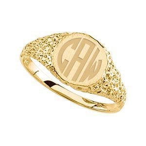 14K Gold Women's Round Signet Ring