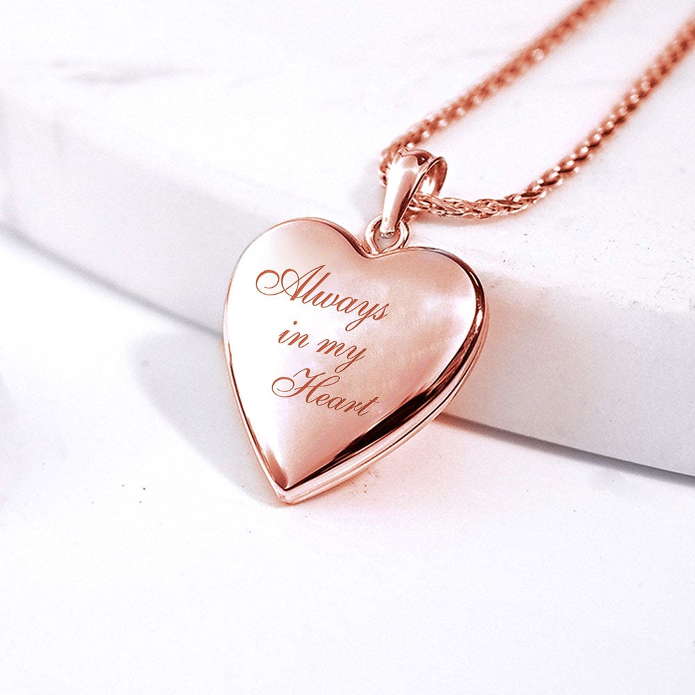 14k Rose Gold Always In My Heart Photo Locket