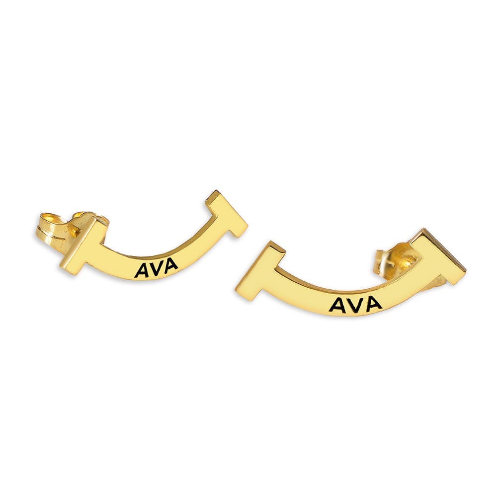 Pair Of Smile Climber Name Earrings