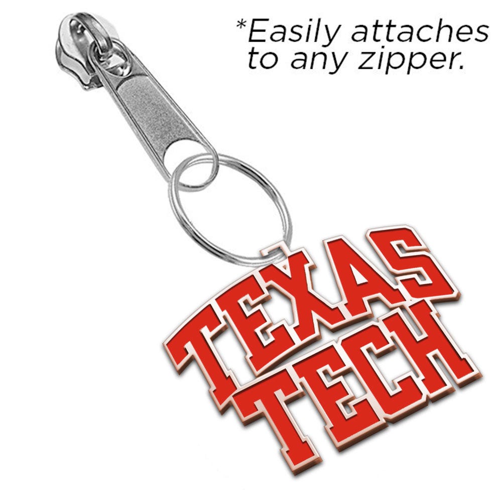 Texas Tech Block Color Enamel Zipper Pull