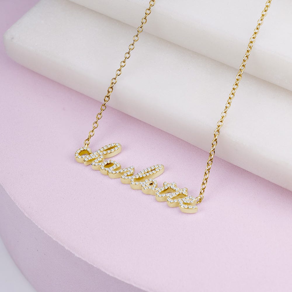 Script Diamond Name Necklace With Elegant Chain Included