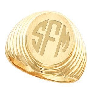 14K Gold Men's Oval Signet Ring