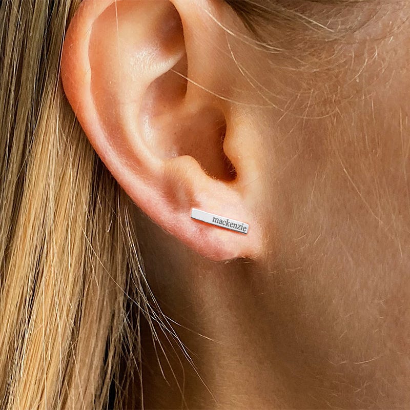 Petite Horizontal Bar Name Earrings
