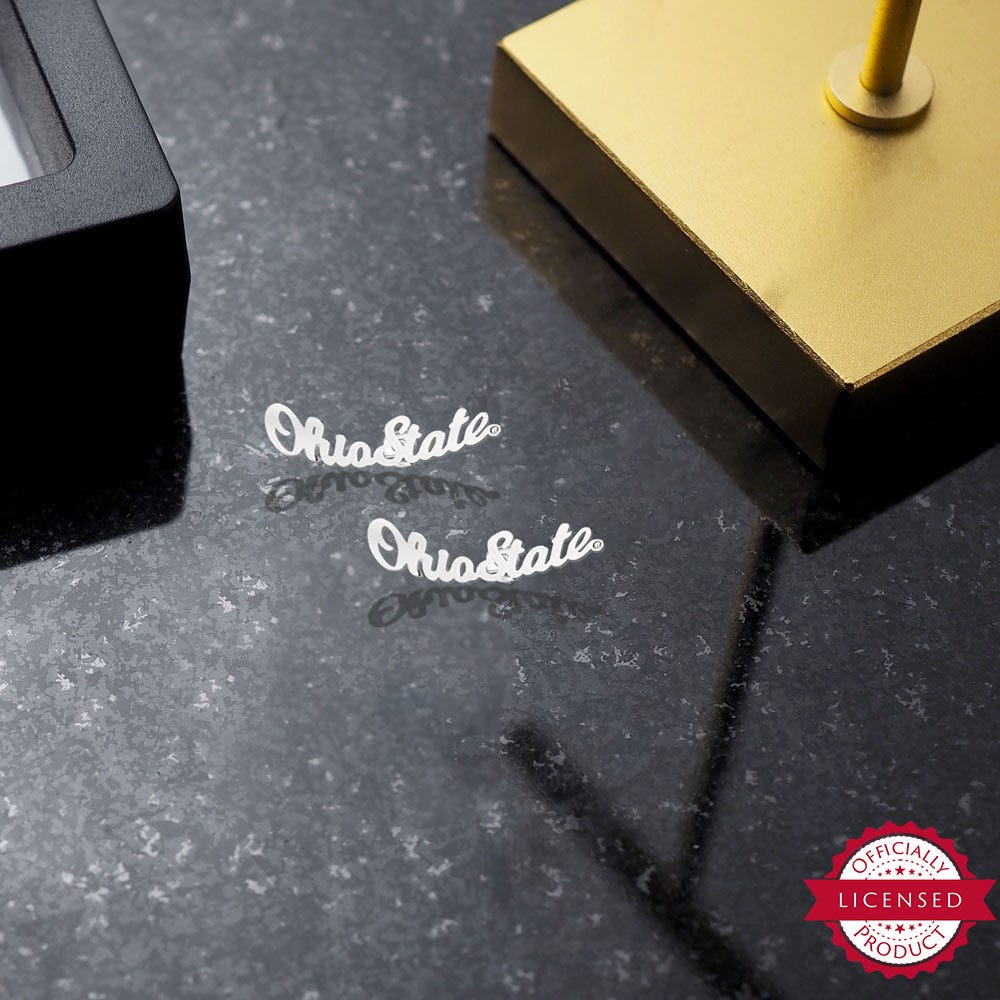 Pair Of Ohio State Script Earrings