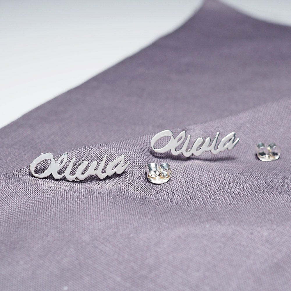 Pair Of Script Name Earrings