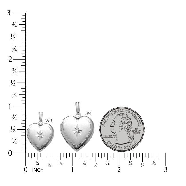 Sterling Silver Diamond Heart Photo Locket