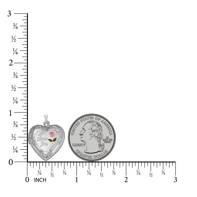 Sterling Silver "I Love You" Heart Photo Locket