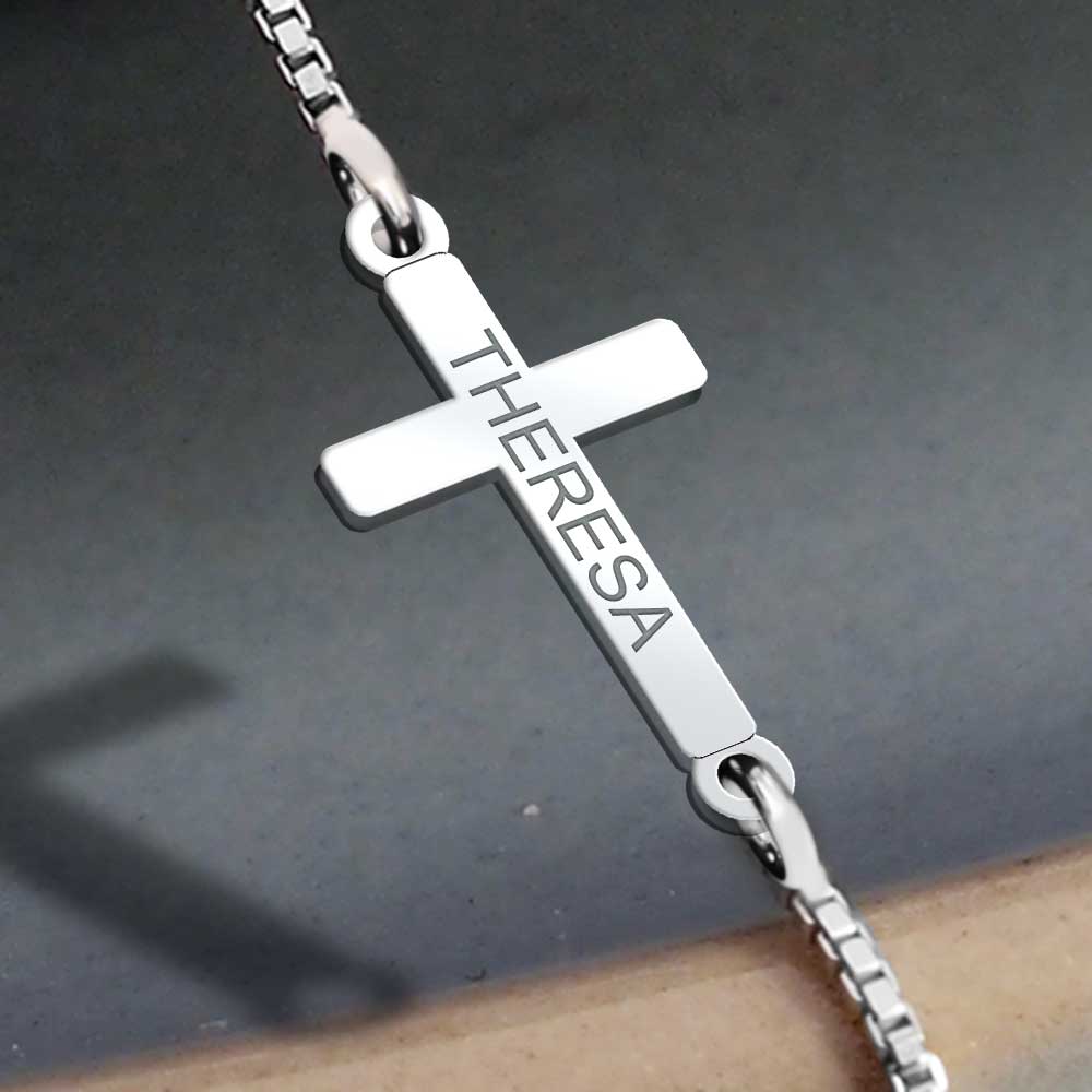 Cross Charm Personalized Name Necklace