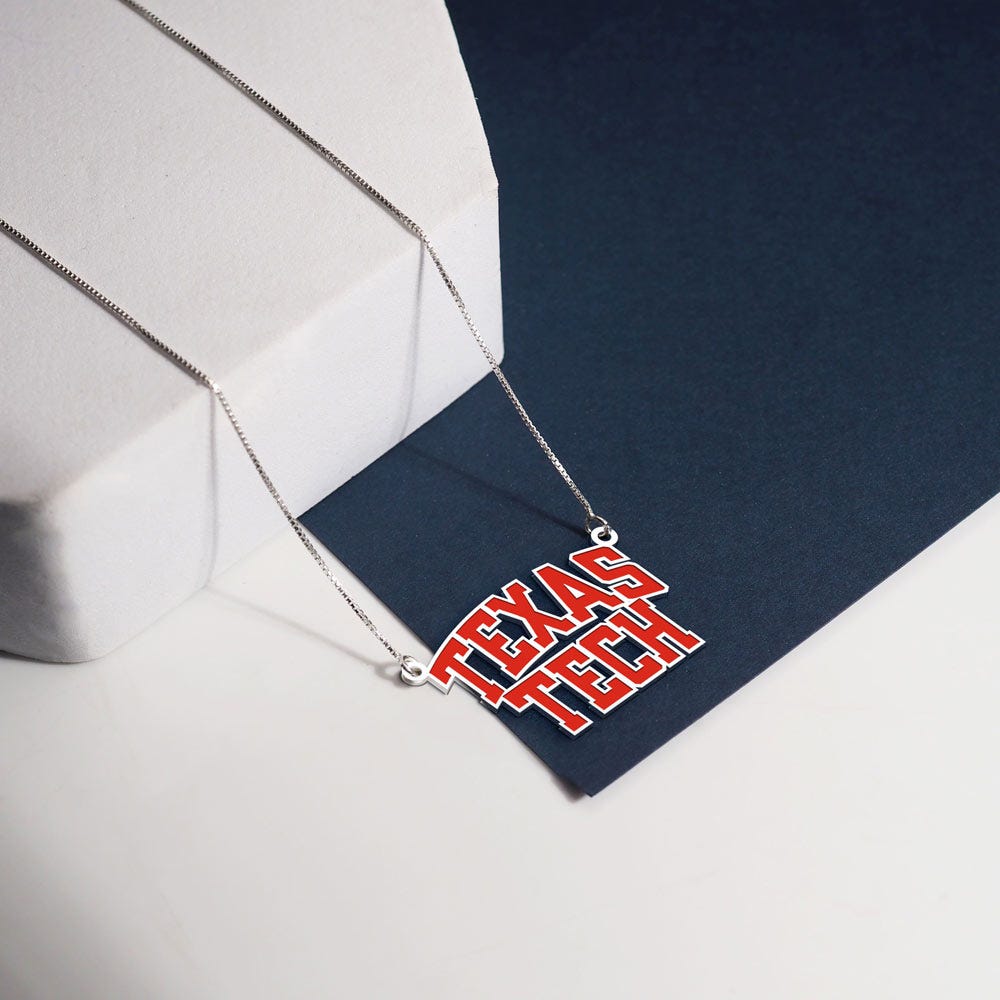 Texas Tech University Color Enamel Block Necklace