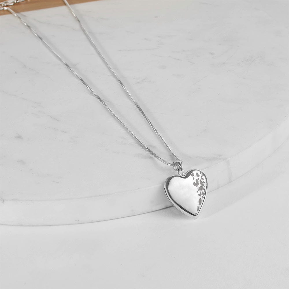 Sterling Silver Butterfly Heart Photo Locket